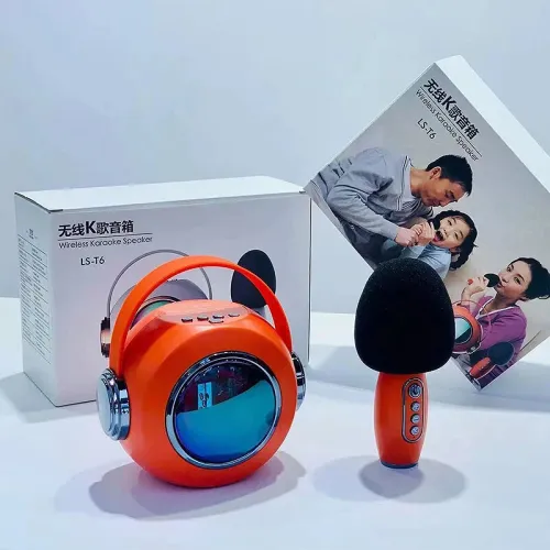 Wireless bluetooth Speaker with Microphone LED Light 2000mAh Portable Karaoke Machine Kit