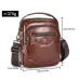 BULLCAPTAIN 8inch Cowhide Leather Men's Shoulder Bag Retro Fashion Cross Body Bag with Hand Band Multiple Zipper Pocket Capacity Business Casual Travel Messenger Bag