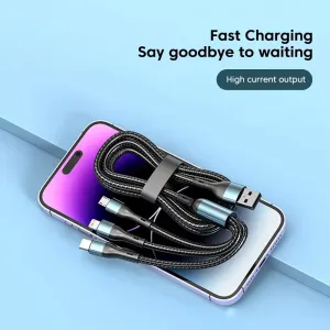 5A 120W USB-A to Type-C/iP/Micro USB Cable Fast Charging Data Transmission Copper Core Line 1.2M/2M Long for iPhone 15 14 13 Pro for Huawei Nova Flip for Xiaomi Civi 4 Pro