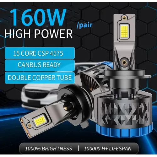 Infitary Pair Car LED Headlight Modification 160W Per Pair Lamp Bulb 6500K Bright White Car Lights  IP68 Waterproof Rating