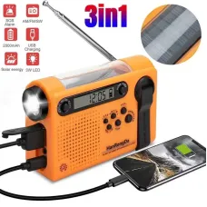 HanRongDa HRD-900 Emergency Radio AM FM SW Solar Hand Crank NOAA Weather Alert 2000mAh Power Bank Flashlight SOS Alarm Portable Survival Gear for Outdoor Camping Emergency Preparedness