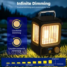 IPRee Outdoor Camping Lantern, USB Soalr Rechargeable Flashlight Portable Work Light Tent Light Featuring Stepless Dimming, Battery Level Display, And Power Output Function, Suitable for Outdoor Activities, Repairs, Work, Night Fishing
