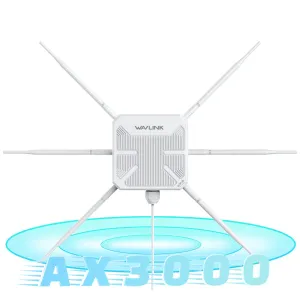 WAVLINK AX3000 WiFi6 Outdoor Router High Power Long Range Access Point Dual Band 2.4G+5G WiFi Mesh Extender Booster with PoE IP67 Weatherproof Wi-Fi Repeater with 6 Antennas