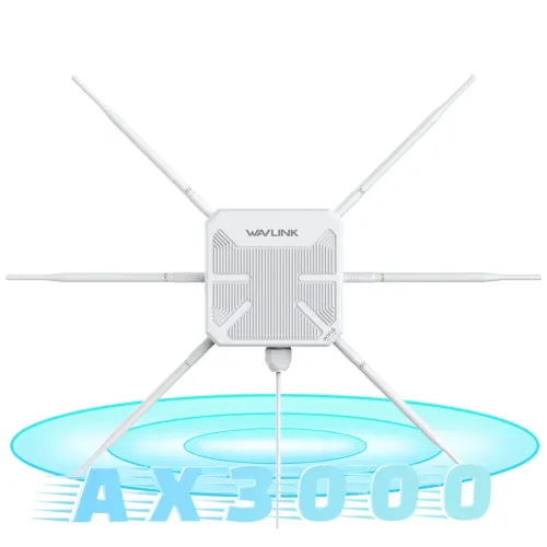 WAVLINK AX3000 WiFi6 Outdoor Router High Power Long Range Access Point Dual Band 2.4G+5G WiFi Mesh Extender Booster with PoE IP67 Weatherproof Wi-Fi Repeater with 6 Antennas