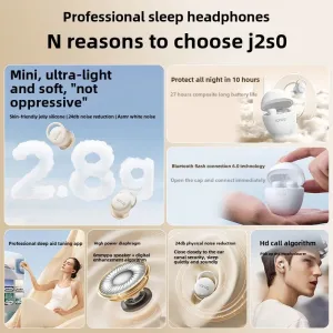 Sanag J20s Sleep Headphone TWS bluetooth 5.4 Earphone 66+ Sleep-Aid White Noise Sound 24dB Physical Noise Cancelling Side Sleep Without Ear Pressure 27H Playback Professional Sleep Earbuds