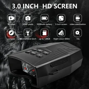 IPRee High Definition Infrared Night Vision 10X Zoom Digital 5K60MP Outdoor Telescope Camera for Hunting Camping