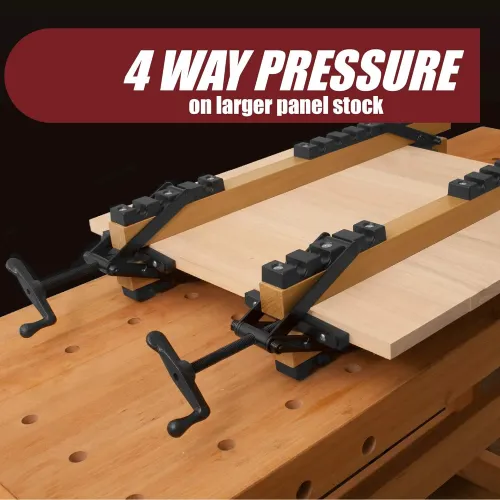 4 Way Pressure Clamps Kit Alloy Steel Panel Clamp System 1000 PSI Adjustable Woodworking Clamps for Table Tops Shelving Furniture Making