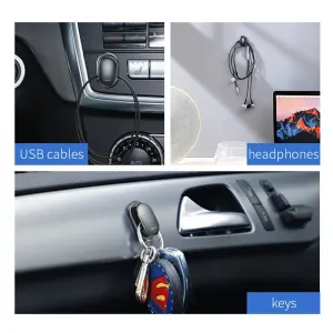 Baseus 4Pcs Car Hooks Organizer Storage Hanger for USB Cable Headphone Key Storage Car Adhesive Hook Hanger