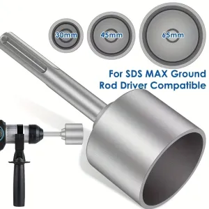 Ground Rod Driver SDS-MAX 30/45/65mm Steel Drill Bit Sleeve Heavy Duty Rotary Hammer Wide Compatibility Anti-corrosion Impact Resistant