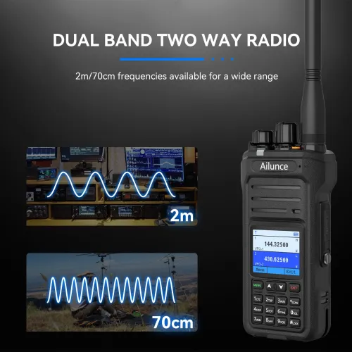 Retevis Ailunce HA1UV 5W Walkie Talkie IP67 Waterproof 2800mAh Rechargeable Long Range Dual Band Two-Way Radio Sub-PTT Ham Radio
