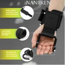 KALOA1pcs Fitness Auxiliary Pull-Ups Hook Grips With Wrist Wraps for Gym Weight Lifting Strength Training