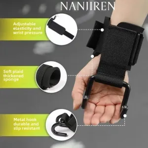 KALOA1pcs Fitness Auxiliary Pull-Ups Hook Grips With Wrist Wraps for Gym Weight Lifting Strength Training