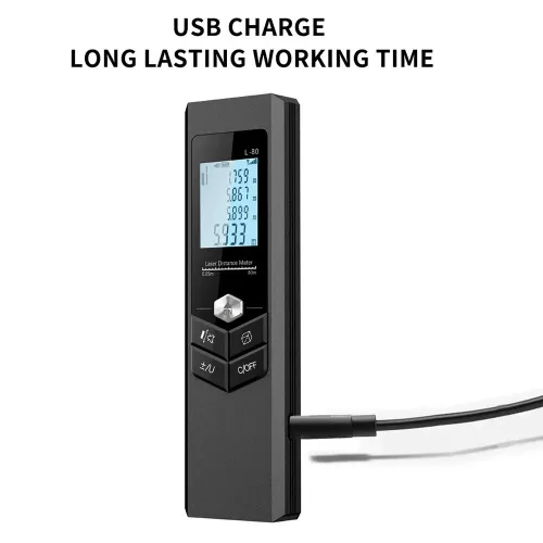 120M Two-Way Laser Rangefinder USB Rechargeable High Accuracy Portable Distance Meter Compact Lightweight for Construction Surveying and Home Use