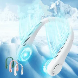 Rechargeable Bladeless Neckband Fans Air Cooler Summer Air Cooling Hanging Neck Fan Leafless Twistable Usb Ventilator