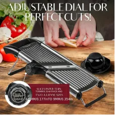 Multifunctional Vegetable Cutter Grater Food Slicer Adjustable Thickness for Cheese Fruits Vegetables Stainless Steel Food Cutter Slicer Dicer with Extra Brush for Kitchen