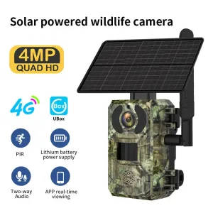 ZANLUR4MP Quad HHunting Trail Camera 4G SIM Solar Powered ADetection Real-time Viewing Cloud Storage Night Vision Wildlife Camera