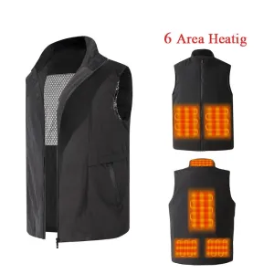 TENGOO HV-066 Areas Heated Vest Winter USB Electric 3 Gear Adjustable Temperature Heated Vest Windproof Washable Thermal Waistcoat for Cycling Fishing Hiking Vest
