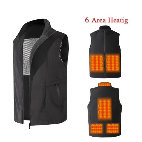TENGOO HV-066 Areas Heated Vest Winter USB Electric 3 Gear Adjustable Temperature Heated Vest Windproof Washable Thermal Waistcoat for Cycling Fishing Hiking Vest
