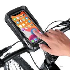 WILMAN Bicycle Phone Holder Touchscreen Waterproof Hard Shell Phone Box Rotatable Bike Handlebar Bracket Bag for 5.5''-6.7" Cellphones