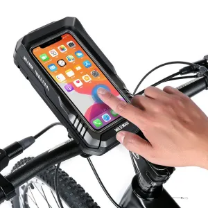 WILMAN Bicycle Phone Holder Touchscreen Waterproof Hard Shell Phone Box Rotatable Bike Handlebar Bracket Bag for 5.5''-6.7" Cellphones