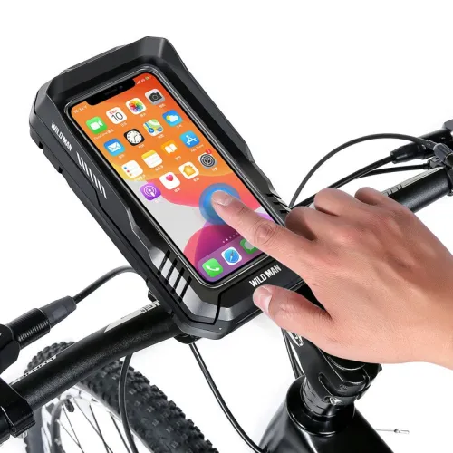 WILMAN Bicycle Phone Holder Touchscreen Waterproof Hard Shell Phone Box Rotatable Bike Handlebar Bracket Bag for 5.5''-6.7" Cellphones