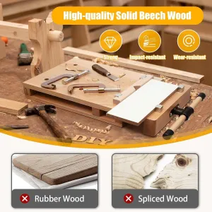 Portable Hardwood Workbench Beech Wood Frame Compact Size 20x11 Inches Stable Clamping Power Multifunctional Woodworking Vise