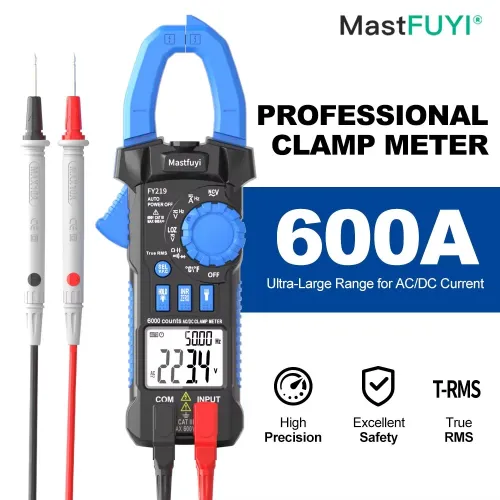 FUYI FY219 Digital Clamp Meter True RMS Multimeter 600A AC DC Current Voltage Inrush Current Test High Precision Auto Range Electrical Tester