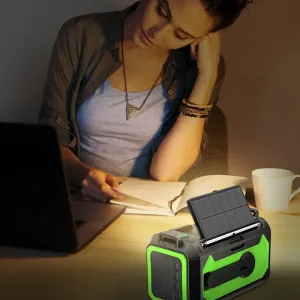 H17 Multifunctional Emergency Radio 12000mAh Solar Crank AM FM NOAA Weather Alert Power Bank Flashlight Compass SOS Survival Gear for Outdoor Camping Power Outage Emergency Kit