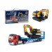 KFPLAN 689-964A Alloy Trailer Engineering Transporter RC Car Flatbed Remote Control Model with RC Excavator Children Toy