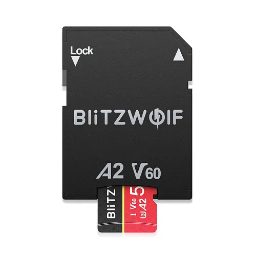 BlitzWolf BW-TF4 Class 10 A2 V60 UHS-1 TF Memory Card 64GB 128GB 256GB 512GB Micro SD Card Read Speeds Up to 180MB/s Supports 4K UHD Video Recording