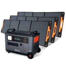[US irect]Blackview Oscal PowerMax3600 Rugged Power Station with PM200/PM400 Solar Panel Kit 3600Wh to 57600Wh LiFePO4 Battery Pack Power Bank with 14 Outlets 5 LED Light Modes Morse Code Roller Power Backup for Emergency Communication Camping House
