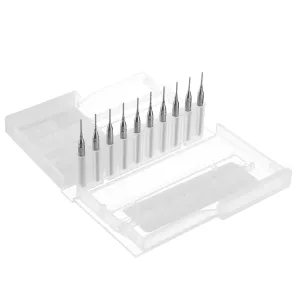 Drillpro DB-M4 10pcs 0.8mm Tungsten Steel Milling Cutter Bits 3.175mm Shank End Mills