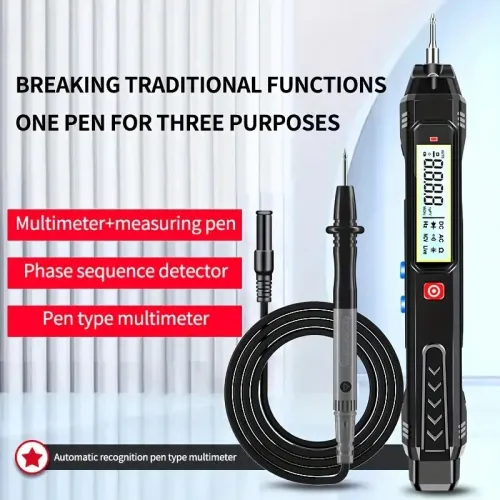 FS1S/FS2S Intelligent Pen Type Multimeter with Phase Sequence Checker Auto Range High Precision Capacitance Measurement LCD Display Operation Suitable For Home Industrial Use