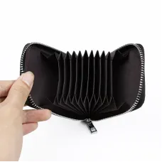 Business PU Leather ID Credit Card Holder Handbag Multi Card Leather Coin Purse Vertical Imitation Snake Texture Zipper Organ Bag