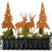Pack of 4 Rust Stake Christmas Tree and Deer Christmas Decoration Rust Garden Stakes Christmas Trees Reindeer Christmas Decoration Outdoor Autumn Decoration