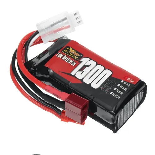 ZOP Power 2S 7.4V 1300mAh 30C 9.62Wh LiPo Battery T Plug for HBX 16889 JJRC Q130 RC Car