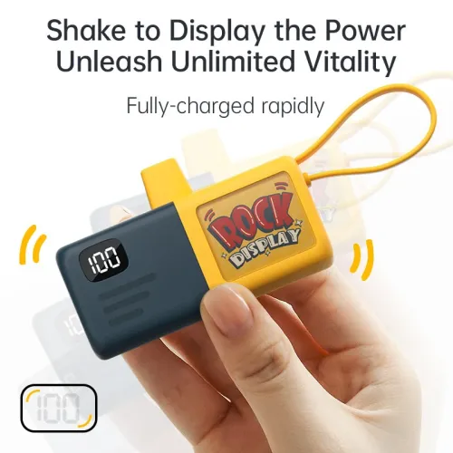 KUULAA KL-YD65 18.5Wh 5000mAh Shaking Capsule Power Bank External Battery Power Supply Built-in Type-C Cable Fast Charging for iPhone 15 14 13 for Huawei Pura 70 for Xiaomi Civi4 Pro for Samsung Galaxy S24