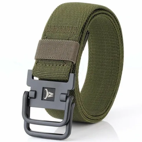 ENNIElastic Tactical Belts Combat Tactical Designer Belts For Jeans Pants 2 Ring Buckles Solid Casual Nylon Strap Canvas Waist Belt