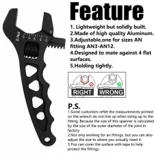 Universal AN3-12 Adjustable Wrench Lightweight Aluminum Fitting Tool Corrosion-Resistant AN Hose Fitting Spanner Red/Black/Blue