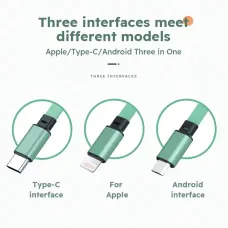 3A 3-in-1 USB-A to iP/Micro/Type-C Retractable USB Cable Fast Charging Copper Core Line 1M Long for iPhone 16 Pro 15 14 13 Pro Max for Samsung Galaxy Z Flip6 for Xiaomi MIX Fold4 for Huawei Mate XT