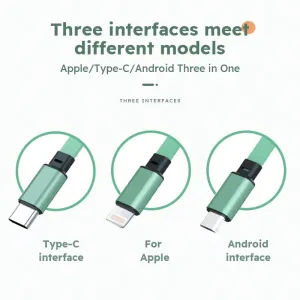 3A 3-in-1 USB-A to iP/Micro/Type-C Retractable USB Cable Fast Charging Copper Core Line 1M Long for iPhone 16 Pro 15 14 13 Pro Max for Samsung Galaxy Z Flip6 for Xiaomi MIX Fold4 for Huawei Mate XT