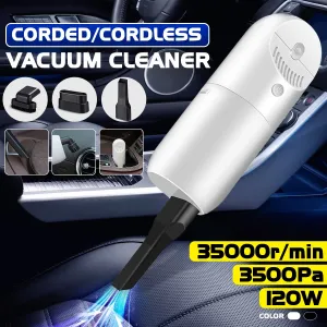 120W Portable Handheld Car Vacuum Cleaner 35000rpm 3500Pa Powerful Suction Lightweight Cleaning for Car Home Office
