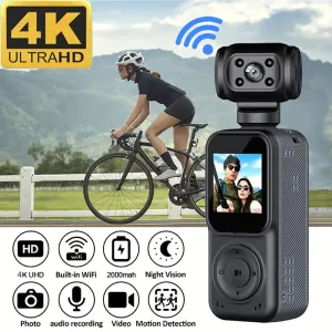 Portable Q5 4K WiFi Action Camera 180 Rrotating High-Resolution 130 Wide-Angle Lens 1.5Inch IPS Screen Display Night Vision Shooting Outdoor Cycling DV Recorder