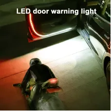 Set Of 2 1.5M Car LED Door Flowing Strip Lamp Car Door Streamer Warning Light Door Side Light Bar Red & White