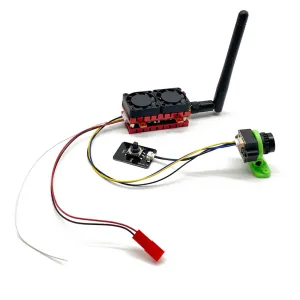 SLONWAKE 5.8GHz 48CH Max 5W VTX Power Adjustable FPV Transmitter & 1200TVL 2.5mm Camera Dual Cooling Fan Built-in Mic Long Range for RC Drones & Airplanes