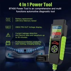 JDiag BT400 4 in 1 Car Diagnostic Tool Battery Replacement OBD Voltage Detection Leakage Detection Battery Testing