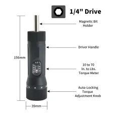 SHSIWI YSQ-70 Torque Screwdriver Adjustable 10-70 in-lb with 10 Bits 1/4 Drive Precision Tools Dual Range Lightweight Nylon Coating