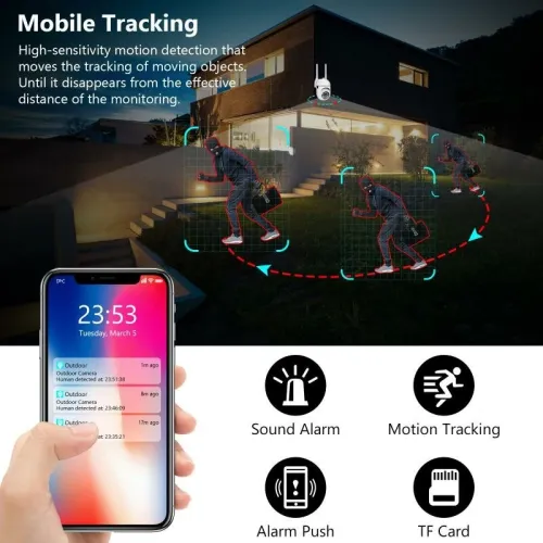 5G Dual Band Wireless WiFi Surveillance Camera Night Vision Motion Detection 2-way Audio APP Remote Monitoring Alarm Push Outdoors Safety Camera