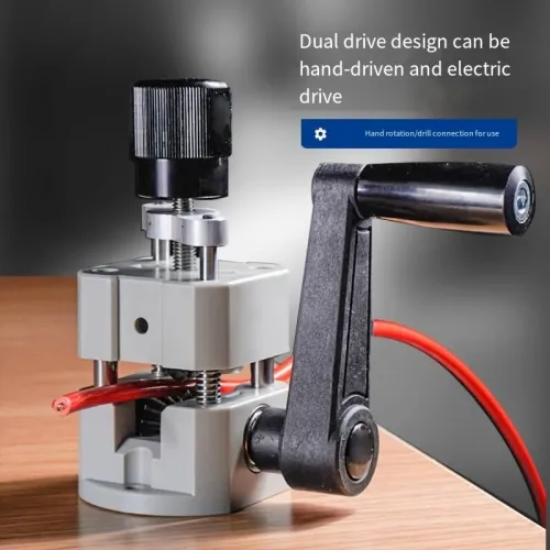Manual Wire Stripper Machine Plastic Alloy Carbon Steel Blade 2-22mm Range Hand Crank Motor Compatible Lightweight Portable Tool for Copper Aluminum Multi-Core Wires Industrial DIY Use