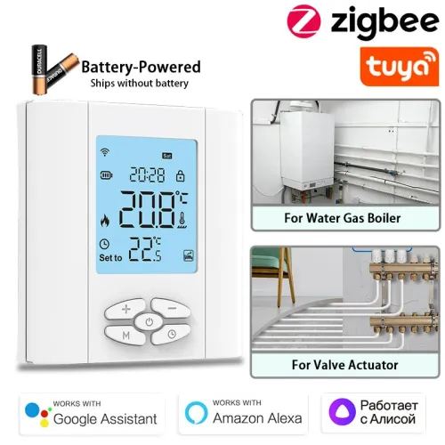 Tuya Zigbee3.0 Smart Thermostat for Water Gas Boiler Valve Smart WiFi Wireless Temperature Controller Voice with Alexa Google Home